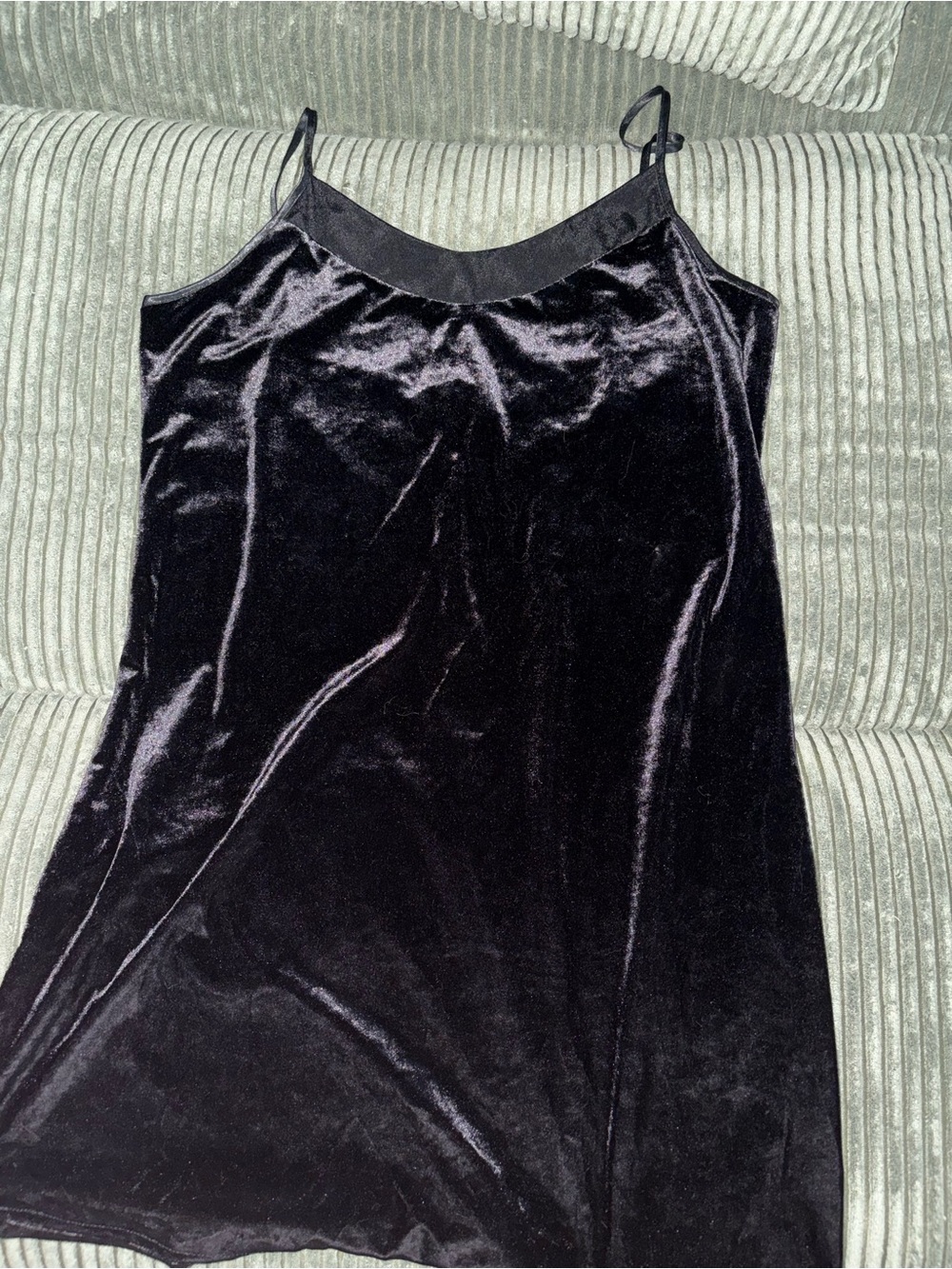 Velvet Slip Chemise in Black